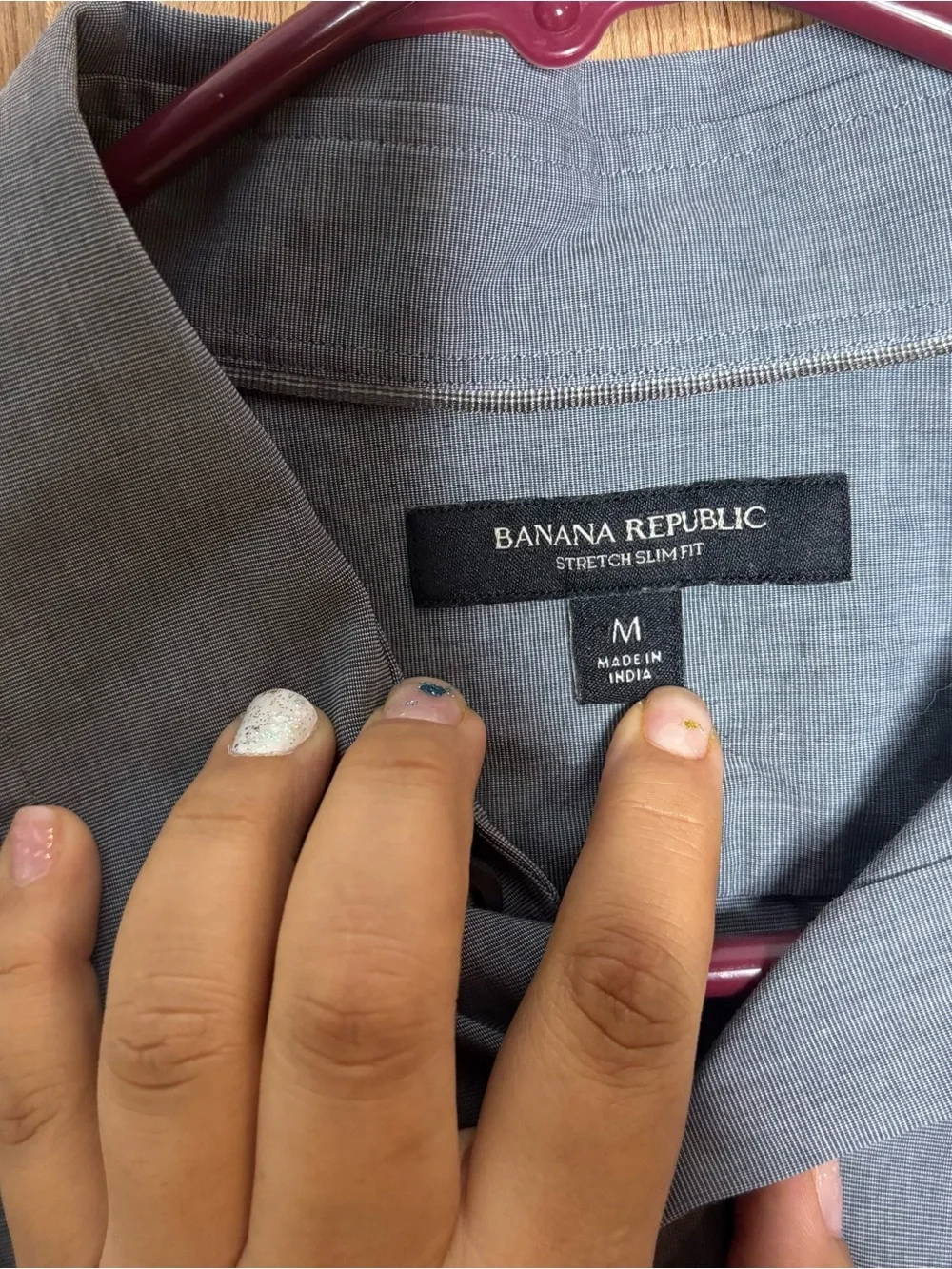 Banana Republic Gray Long-Sleeve cotton Button-Up Shirt size M